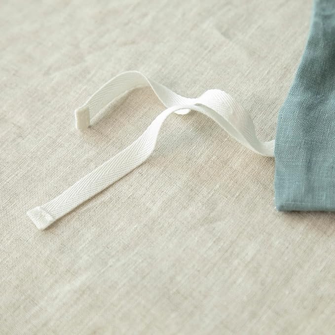 EVERLY 100% Pure Linen Duvet Cover Set Queen Size90X90Inch 3pcs (1 Duvet Cover,2 Pillowcases) Soft and Breathable for All Season with Coconut Button Closure, Suitable for Hot Sleepers-Aqua-Queen