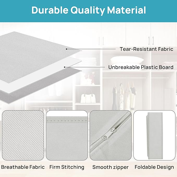 Vtopmart 4 Pack Underwear Drawer Organizers Set, 6+7+8+24 Cells Clothes Drawer Dividers Dresser Organizers Bins for Socks, Bras, Scarves, Ties, Non-Woven Fabric Storage Boxes for Closet, Nursery