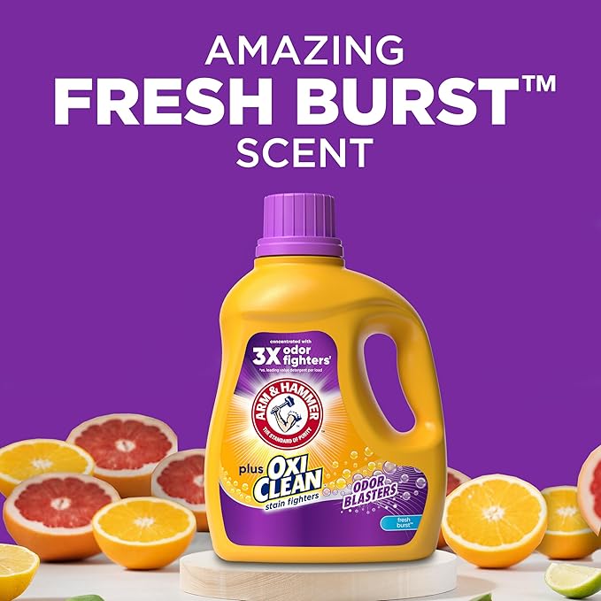 ARM & HAMMER Plus OxiClean Odor Blasters Fresh Burst, 128 Loads Liquid Laundry Detergent, 166.5 Fl oz