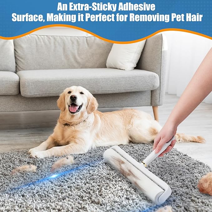 14.17" Large Lint Rollers for Pet Hair Extra Sticky, 360 Sheets Roller with Long Handle for Cleaning Carpets, Clothing, Couch, Furniture Wall Cleaner Mop Dust Remover