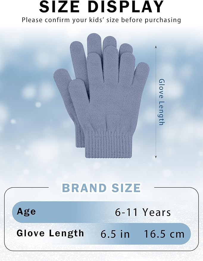 Cooraby 24 Pairs Kids Gloves Winter Magic Gloves Warm Knitted Stretchy Full Fingers Glove for 6-11 Years