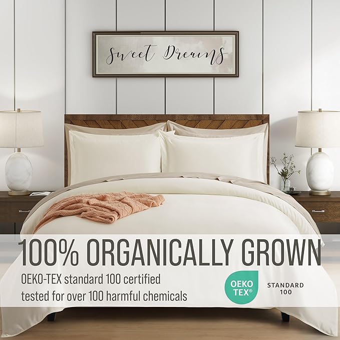 Bella Coterie Luxury Bamboo Viscose King Size Duvet Cover Set | 100% Organically Grown | Corner Ties | Ultra Soft | Cooling | Two Pillow Shams | 106 x 94 | No Insert [Ivory]