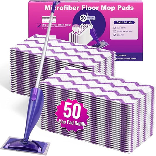 Wet Jet Refills, 50 Count Microfiber Wet Jet Pads for Swiffer Mop, Disposable Multi Surface Swifter Pads Refill, Floor Cleaner for Mopping, Heavy-Duty Absorbent and Stickiness