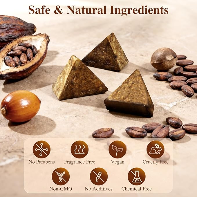 African Black Soap, 100% Pure & Natural, With Raw Shea Butter, Palm Kernel Oil and Cocoa Pods Ash for Dry & Oily Skin Care, Supports Acne & Eczema Treatment, 1 LB (16 oz)