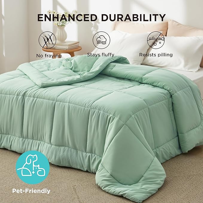 Bedsure Comforter Duvet Insert - Quilted Comforters Full Size, All Season Duvet, GentleSoft Down Alternative Bedding, with 8 Tabs, Gifts for Women/Men, Sage Green, Full 86 x 82 Inches