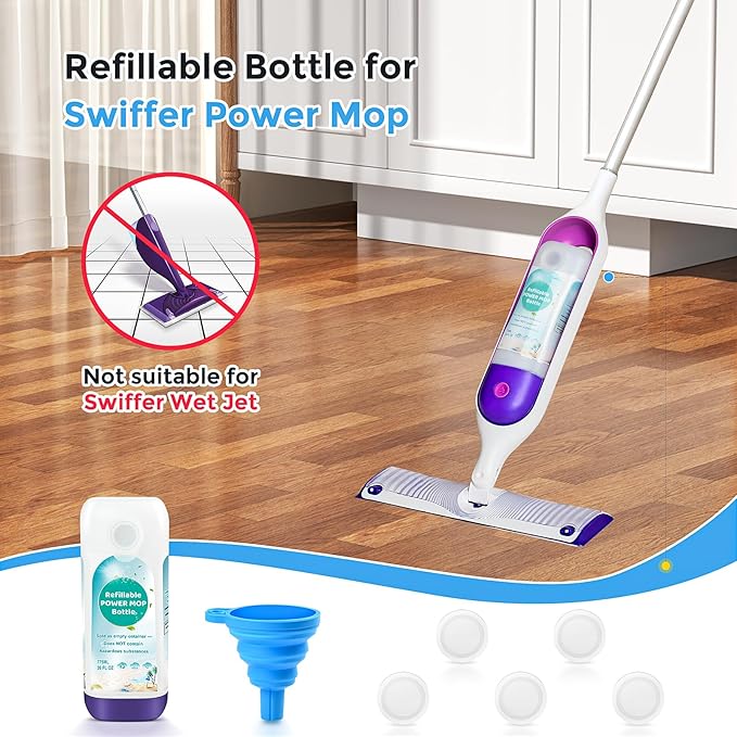 Power Mop Refillable Bottle for Swiffer PowerMop Multi-Surface Mop, 775ML Leak-Proof HDPE Refillable Bottle Solution Powermop 26 FL OZ Reusable Solution Container Replacement