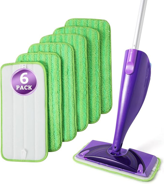 6 Pack Reusable Mop Pads for Swiffer WetJet, Washable Wet Mop Refills Replacement Pads Wet Dry Use for Floors
