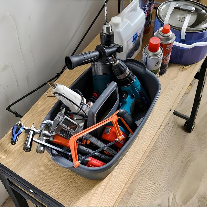 2 Pack Large Cleaning Caddy Portable Shower Basket Supply Organizer with Handle,Plastic Bucket Tool Storage,for Bathroom,Bedroom,Kitchen,Under Sink Storage (Grey)