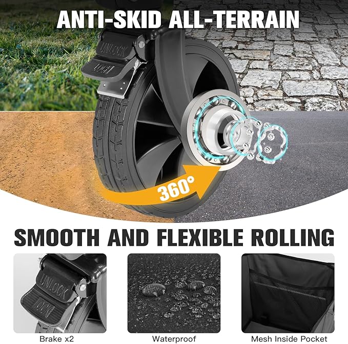 Wagon Cart Shopping Foldable Folding Collapsible with Wheels Big On Beach Garden Outdoor Grocery Heavy Duty Utility All Terrain Portable Wagons Carts for Groceries Sand Camping Sports Black