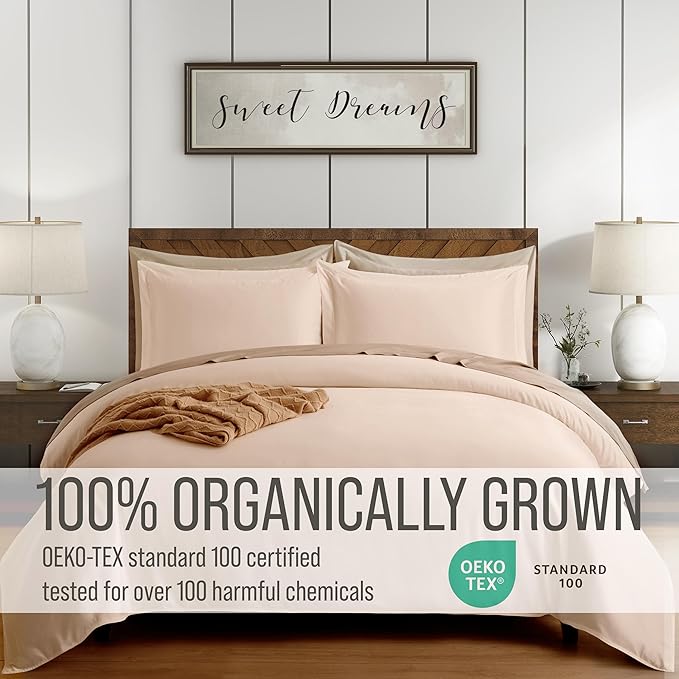 Bella Coterie Luxury Bamboo Viscose Queen Size Duvet Cover Set | 100% Organically Grown | Corner Ties | Ultra Soft | Cooling | Two Pillow Shams | 90 x 94 | No Insert [Champagne]