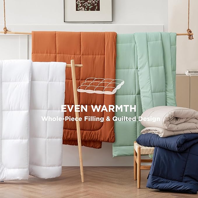 Bedsure Comforter Duvet Insert - Quilted Comforters King Size, All Season Duvet, GentleSoft Down Alternative Bedding, with 8 Tabs, Gifts for Women/Men, Olive Green, King 90 x 102 Inches