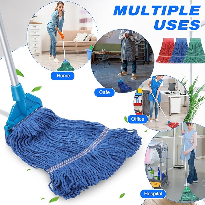 Roshtia 30 Pieces Commercial Mop Head Replacement Floor Cleaning Wet Mop Heads Heavy Duty Large Cotton String Sweeper Refills for Industrial Home Use (Multicolor)