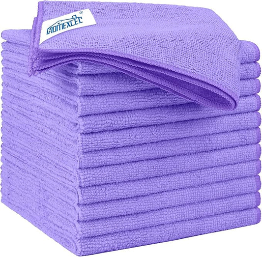 HOMEXCEL Purple Microfiber Cleaning Cloth 12 Pack 12.5 x 12.5 Inch Microfiber Towels for Cars Ultra Absorbent Cleaning Rags Lint Free Cleaning Towels for Household Kitchen, Window Car