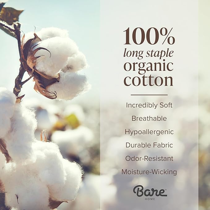 Bare Home 100% Organic Cotton Sateen Duvet Cover Set - Extra Long Size - 400 Thread Count - Smooth Sateen Weave - Warm & Luxurious - Duvet Cover (Twin/Twin XL, Winter Blue)