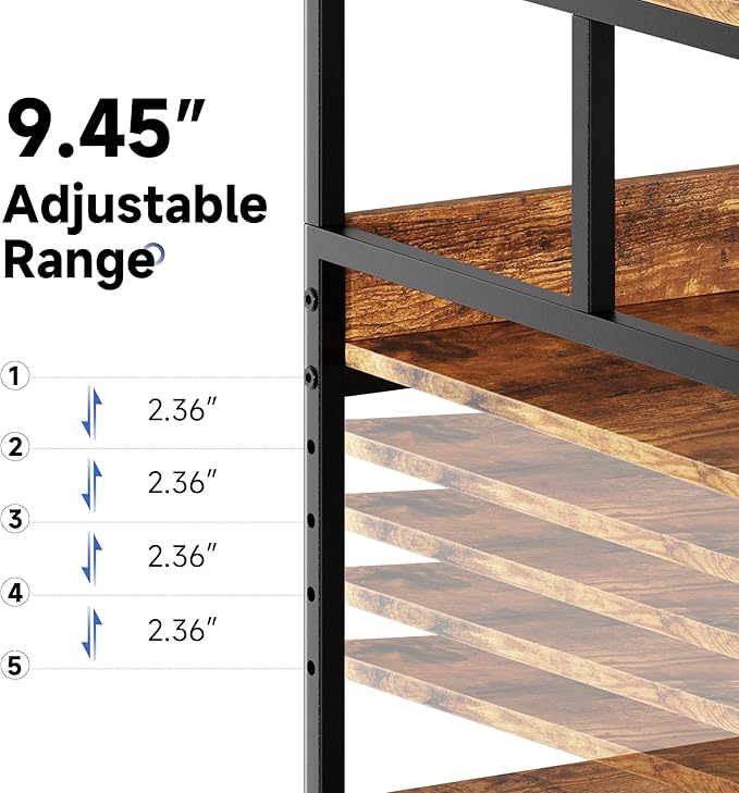 Warmiehomy Printer Stand, 20×16×28'' Printer Table with Wheels, 3 Tier Rolling Cart with Adjustable Storage Shelf, Space Saving 3D Desk for Home Office, Mini Fridge & Heat Press Stand, Rustic Brown