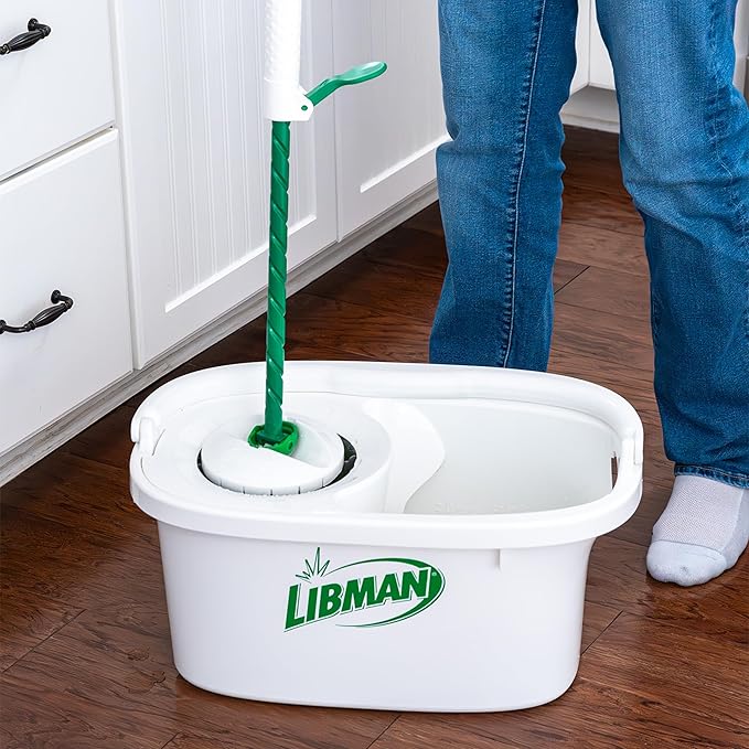 Libman Lightning Spin Mop System | Mop and Bucket with Wringer Set | Spin Mop | Mops for Floor Cleaning | Hardwood Floor Mop | 1 Total Mop Head Included