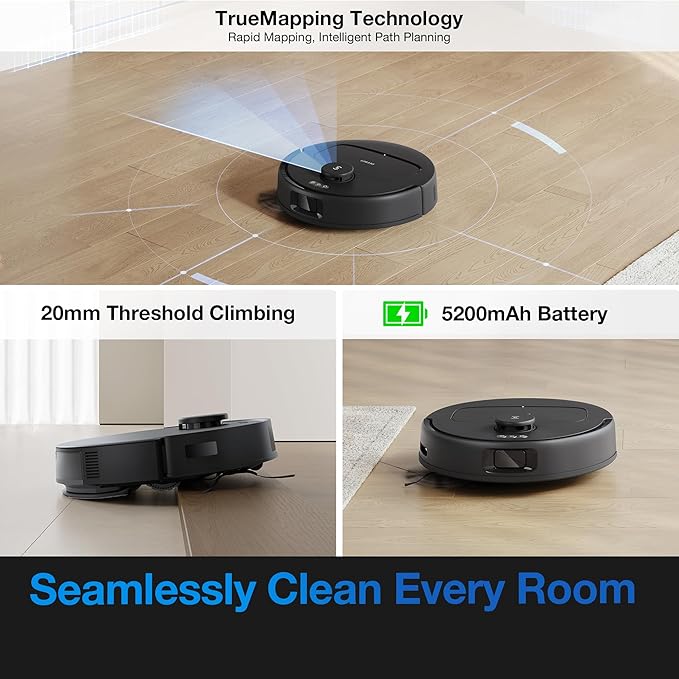 ECOVACS DEEBOT N20e Plus Robot Vacuum and Mop, 10000Pa Strong Suction, Self-Emptying Bagless Base, Tangle-Free Roller for Pet Hair, Smart Mapping, 300 Min Runtime, Alexa Compatible
