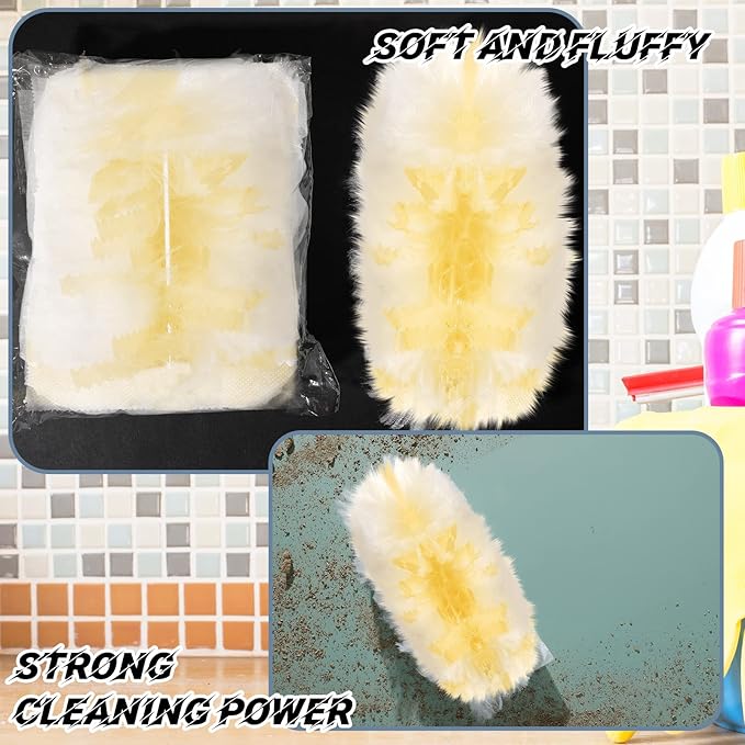 Vesici 100 Pcs Duster Refills Compatible with Swiffer Dusters Bulk Disposable Replacement Thickened with 1 Handle Heavy Duty for Cleaning, Office (Yellow,Blue,Orange,Purple)