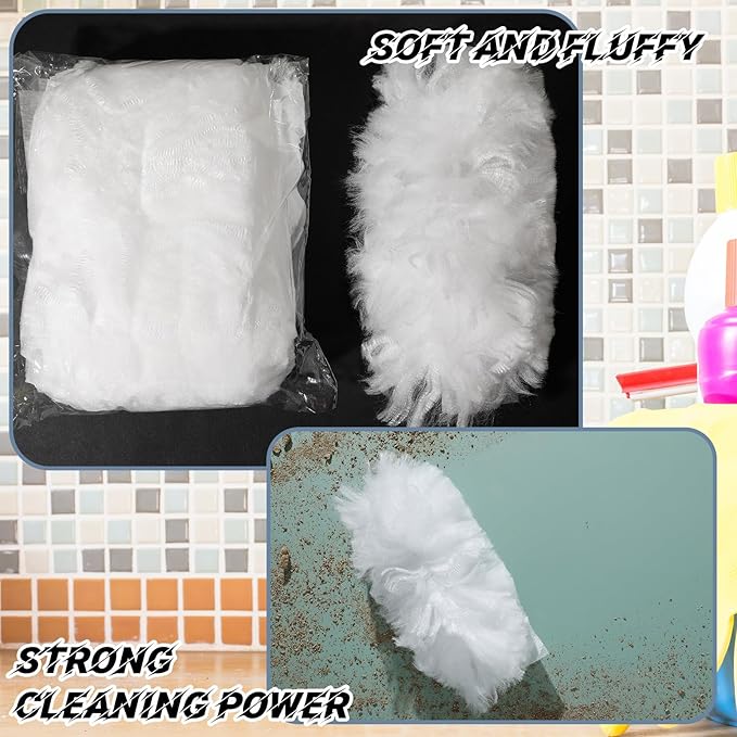Vesici 300 Pcs Duster Refills Compatible with Swiffer Dusters Bulk Disposable Replacement Thickened with 1 Handle Heavy Duty for Cleaning, Office (White)