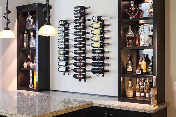 Ultra Wine Racks Wall Mounted Label-Out Wine Racks (1 Foot 2 Deep, Matte Black, 6 Wine Bottles) - Modern Metal Wine Storage, Modular Design for Home Bar, Kitchen, Dining Rooms, & Wine Cellars