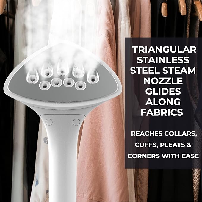 SALAV Standing Garment Steamer with Smart Auto-Off, Adjustable XL Comfort Board, 6 Steam Setting LED Display for Various Fabrics, Perfect for Families (Gray, Complete)