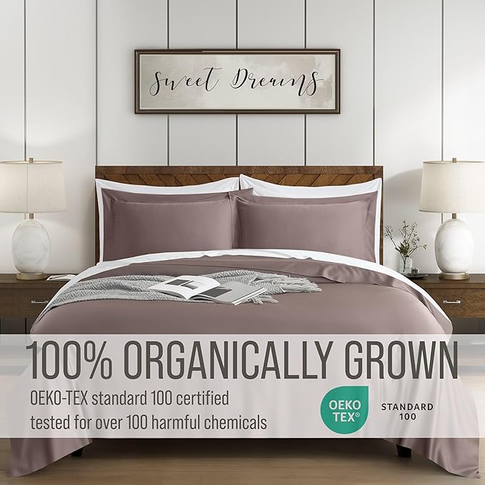 Bella Coterie Luxury Bamboo Viscose California King Size Duvet Cover Set | 100% Organically Grown | Corner Ties | Ultra Soft | Cooling | Two Pillow Shams | 106 x 94 | No Insert [Mocha]