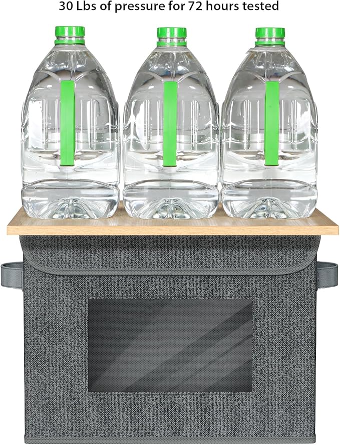 Univivi Fabric Foldable Storage Boxes with Lids [4-Pack] Large Stackable Storage Bins, Closet Organizers and Storage Cube Storage Organizer for Home, Office, Bedroom (Black, 17“ x 12” x 12")