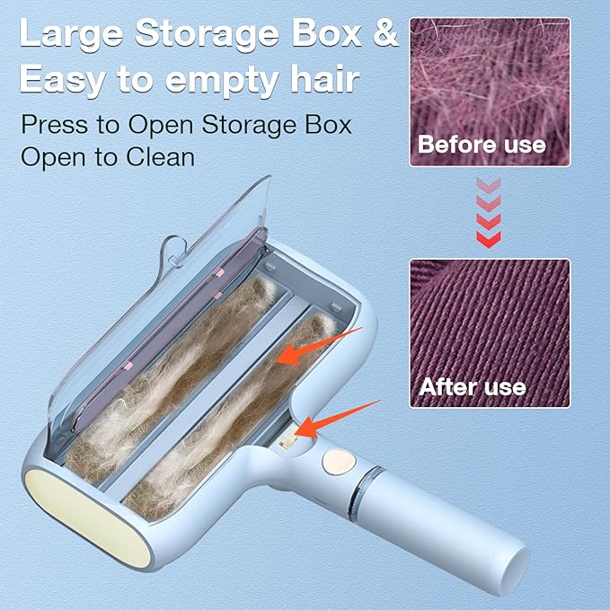 Pet Hair Removal Tool: New Upgraded Pet Hair Remover with Fur Bin-Reusable Lint Roller for Pet Hair-Cat and Dog Hair Remover for Couch, Furniture, Carpet, Clothes, Car Seat - Essential for Pet Owners