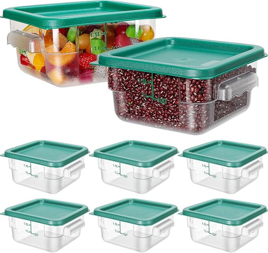 Lallisa 8 Pcs 2 Quart Food Storage Containers with Lids Clear Square Polycarbonate Marinating Container Dough Bucket with Lid(Green)