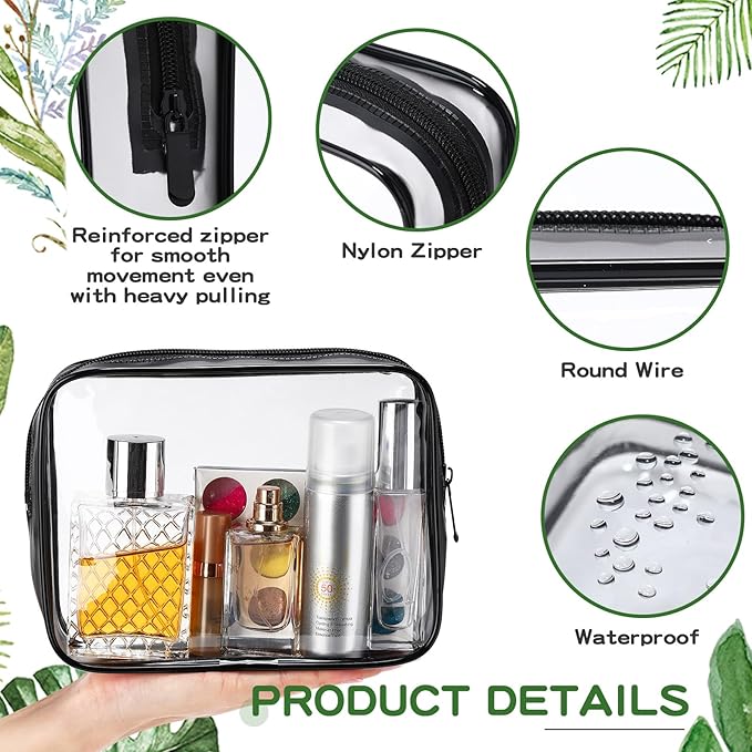 Weewooday 12 Pieces Clear Makeup Bags Cosmetic Storage Bags PVC Zipper Pouches Travel Waterproof Makeup Plastic Case for Women Organizing Toiletries Traveling Bathroom