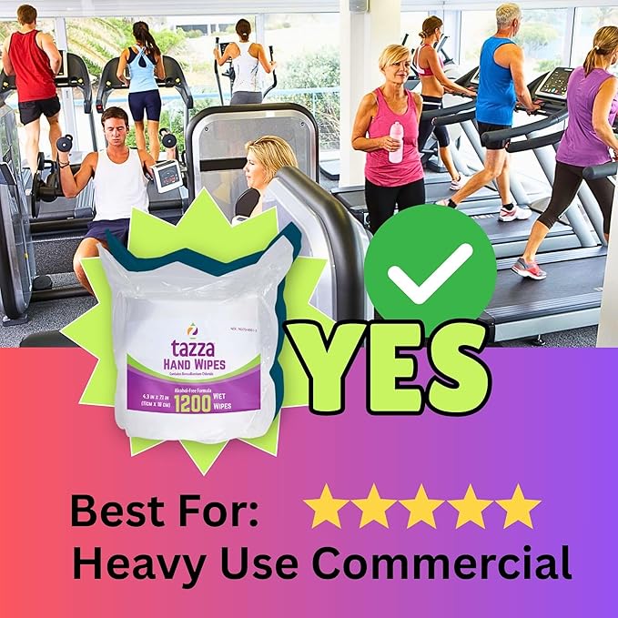 Tazza TAZZAWP1200 Wet Wipes - Bulk 4 x 1200 Ct, Durable Pre-Saturated Cleaning Gym Wipes. 1 penny a wipe!