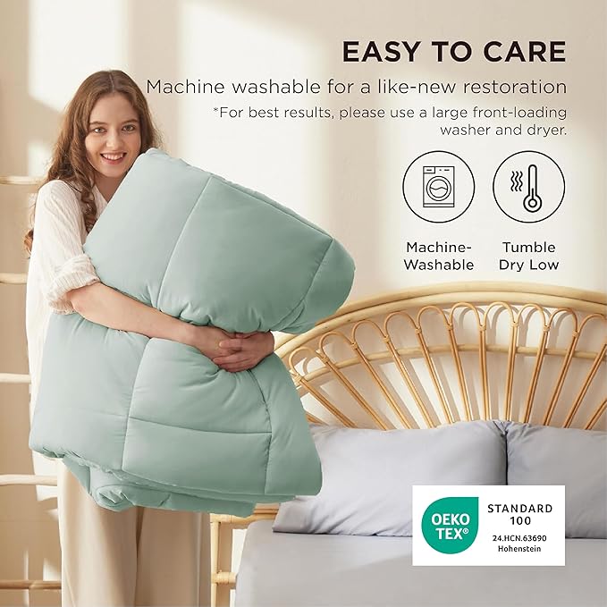 Bedsure Comforter Duvet Insert - Quilted Comforters Oversized King Size, All Season Duvet, GentleSoft Down Alternative Bedding, with 8 Tabs, Gifts for Women, Sage Green, Oversized King 116x98 Inches