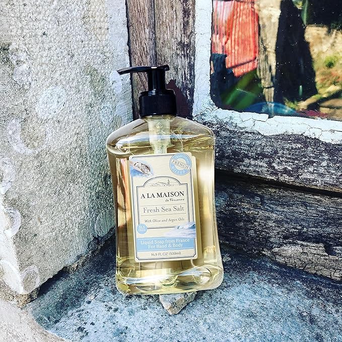 A LA MAISON French Liquid Hand Soap, Fresh Sea Salt - Natural Hand Wash Made with Essential Oils - Biodegradable, Plant-Based, Vegan, Cruelty-Free, Alcohol & Paraben Free (16.9 oz, 6 Pack)