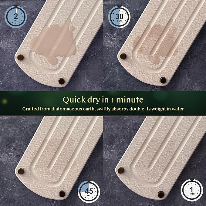 2PCS Water Absorbing Stone Soap Tray for Kitchen Bathroom Sink, Quick Dry Diatomaceous Earth Drying Rack and Shower Caddy, Soap Dispenser and Sponge Holder Organizer for Countertop, TWINKLE MOMENT; Pure White