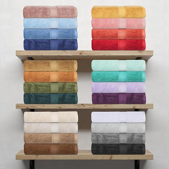 Superior Egyptian Cotton Pile 6 Piece Towel Set, Includes 2 Bath, 2 Hand, 2 Face Towels/Washcloths, Ultra Soft Luxury Towels, Thick Plush Essentials, Guest Bath, Spa, Hotel Bathroom, Chocolate