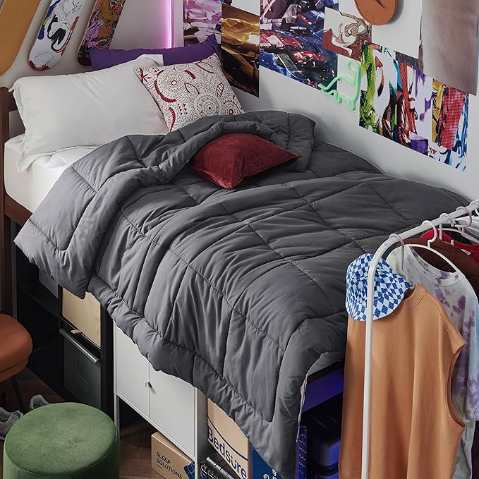 Bedsure Comforter Duvet Insert - Quilted Comforters Twin XL Size, All Season Duvet, GentleSoft Down Alternative Bedding, with 8 Tabs, Gifts for Women/Men, Grey, Twin XL 92 x 68 Inches