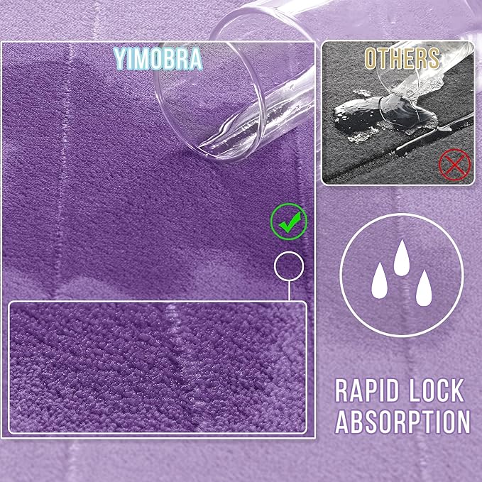 Yimobra Memory Foam Bath Mat, Super Soft Absorbent Bathroom Rug Non Slip 31.5x20 Inch, Quick Dry, Machine Washable Floor Carpet for Tub Shower, Home Decor Accessories, Lavender