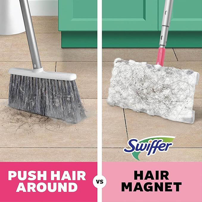 Swiffer Sweep and Mop Deluxe, Limited Edition Pink Wicked: for Good, 2-in-1 Floor Mopping and Sweeping Kit, 1 Sweeper Device, 5 Heavy Duty Dry Sweeping Cloths, 3 Heavy Duty Wet Mopping Cloths
