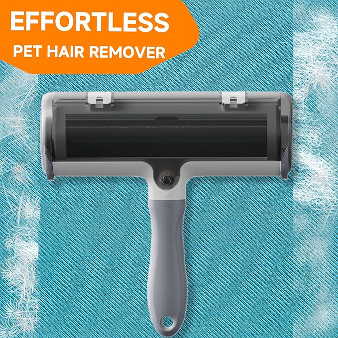 Pet Hair Remover & Pet Grooming Gloves Set - Deshedding Brush for Cats/Dogs, Reusable Lint Roller Brush for Cats,Dogs - Furniture, Car, Couch, Clothes and Bedding