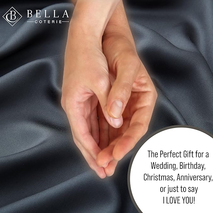 Bella Coterie Luxury Bamboo Viscose Queen Size Duvet Cover Set | 100% Organically Grown | Corner Ties | Ultra Soft | Cooling | Two Pillow Shams | 90 x 94 | No Insert [Charcoal Grey]