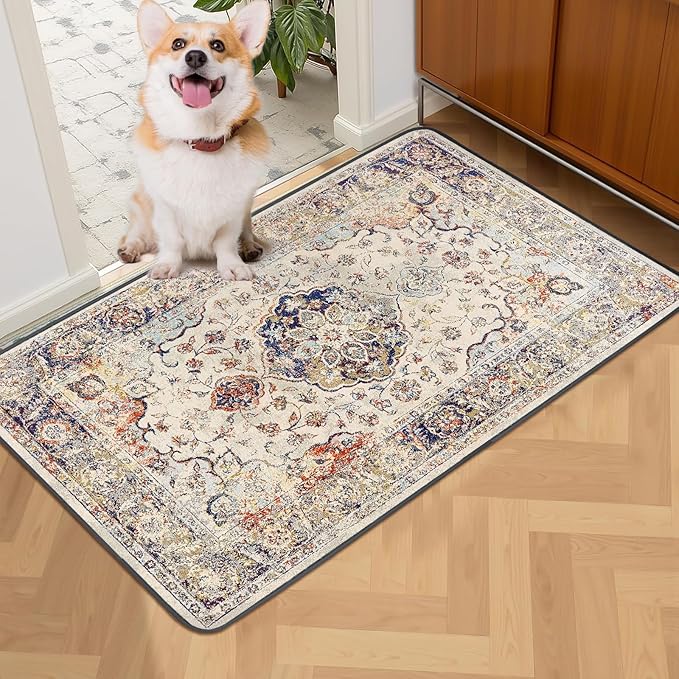 Washable Pee Pad for Dogs, 32" x 24" Reusable Puppy Pads Waterproof Dog Rugs, Super Absorbent, Leakproof, Dog Crate Pad, Playpen Mat, Whelping Pads, Vintage Medallion