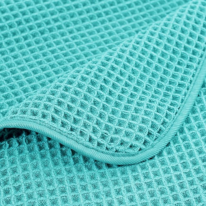 POLYTE Oversize, 60 x 30 in., Quick Dry Lint Free Microfiber Bath Towel Set, 6 Piece (Waffle Weave)