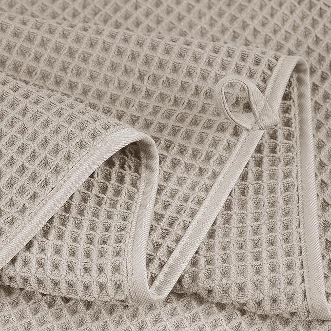 POLYTE Oversize, 60 x 30 in., Quick Dry Lint Free Microfiber Bath Towel Set, 6 Piece (Waffle Weave)