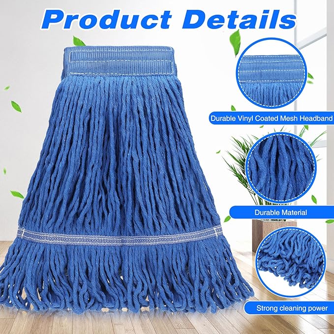 Roshtia 30 Pieces Commercial Mop Head Replacement Floor Cleaning Wet Mop Heads Heavy Duty Large Cotton String Sweeper Refills for Industrial Home Use (Multicolor)