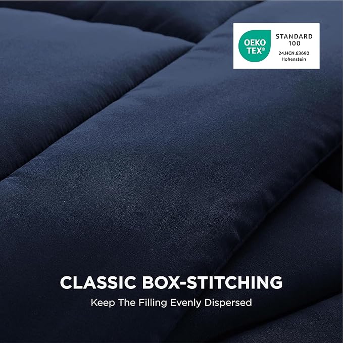 Bedsure Comforter Duvet Insert - Quilted Comforters Twin XL Size, All Season Duvet, GentleSoft Down Alternative Bedding, with 8 Tabs, Gifts for Women/Men, Navy Blue, Twin XL 92 x 68 Inches