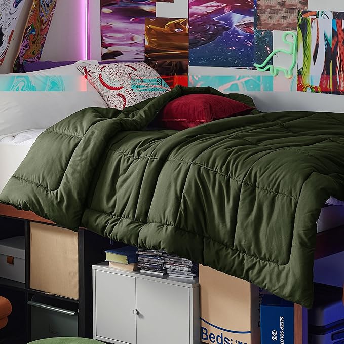 Bedsure Comforter Duvet Insert - Quilted Comforters Twin Size, All Season Duvet, GentleSoft Down Alternative Bedding, with 8 Tabs, Gifts for Women/Men, Olive Green, Twin 88 x 68 Inches