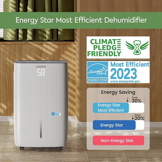 Waykar 150 Pints 7,000 Sq. Ft Energy Star Dehumidifier with Drain Hose for Commercial and Industrial Large Rooms, Home, Basements, Storages, Warehouses and Bedrooms