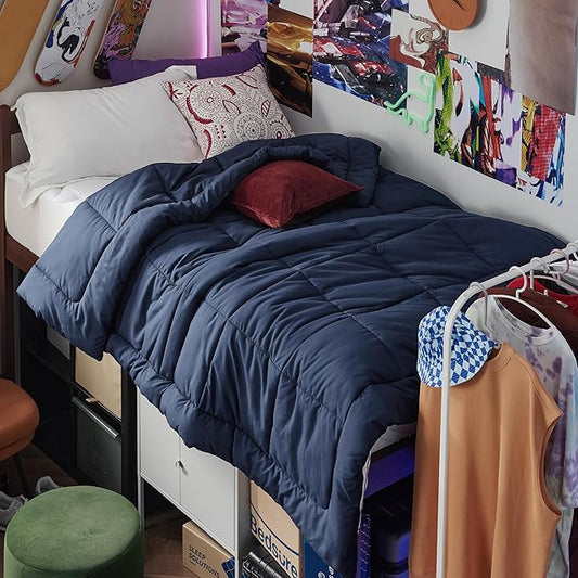 Bedsure Comforter Duvet Insert - Quilted Comforters Twin Size, All Season Duvet, GentleSoft Down Alternative Bedding, with 8 Tabs, Gifts for Women/Men, Navy Blue, Twin 88 x 68 Inches