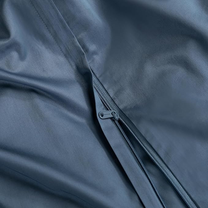 MooMee Queen Duvet Cover Set, 100% Extra Long Staple Cotton 600 Thread Count Sateen Silky Soft Breathable Durable Luxury Hotel Quality Bedding Set, 3 Pieces (Dark Blue, 90"x90")