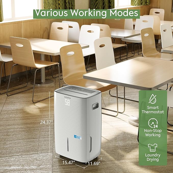 Waykar 150 Pints 7,000 Sq. Ft Energy Star Dehumidifier with Drain Hose for Commercial and Industrial Large Rooms, Home, Basements, Storages, Warehouses and Bedrooms
